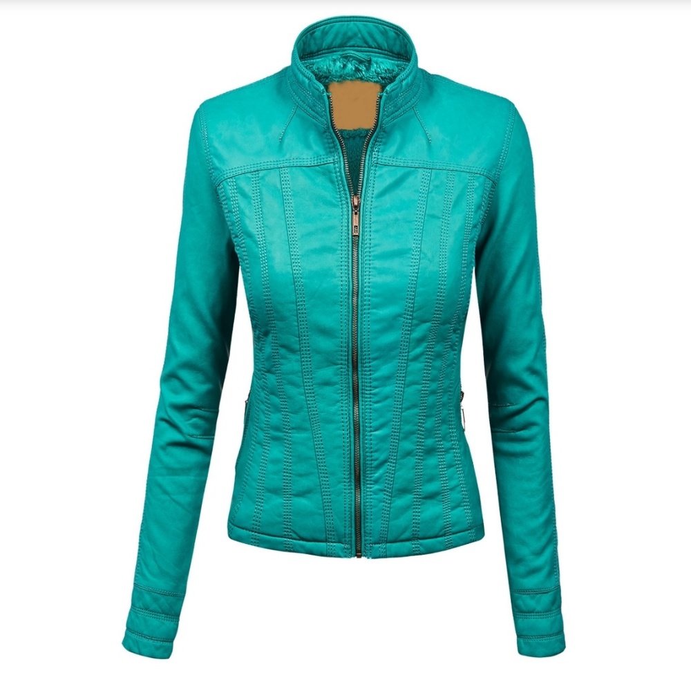 Turqouise Leather Coat